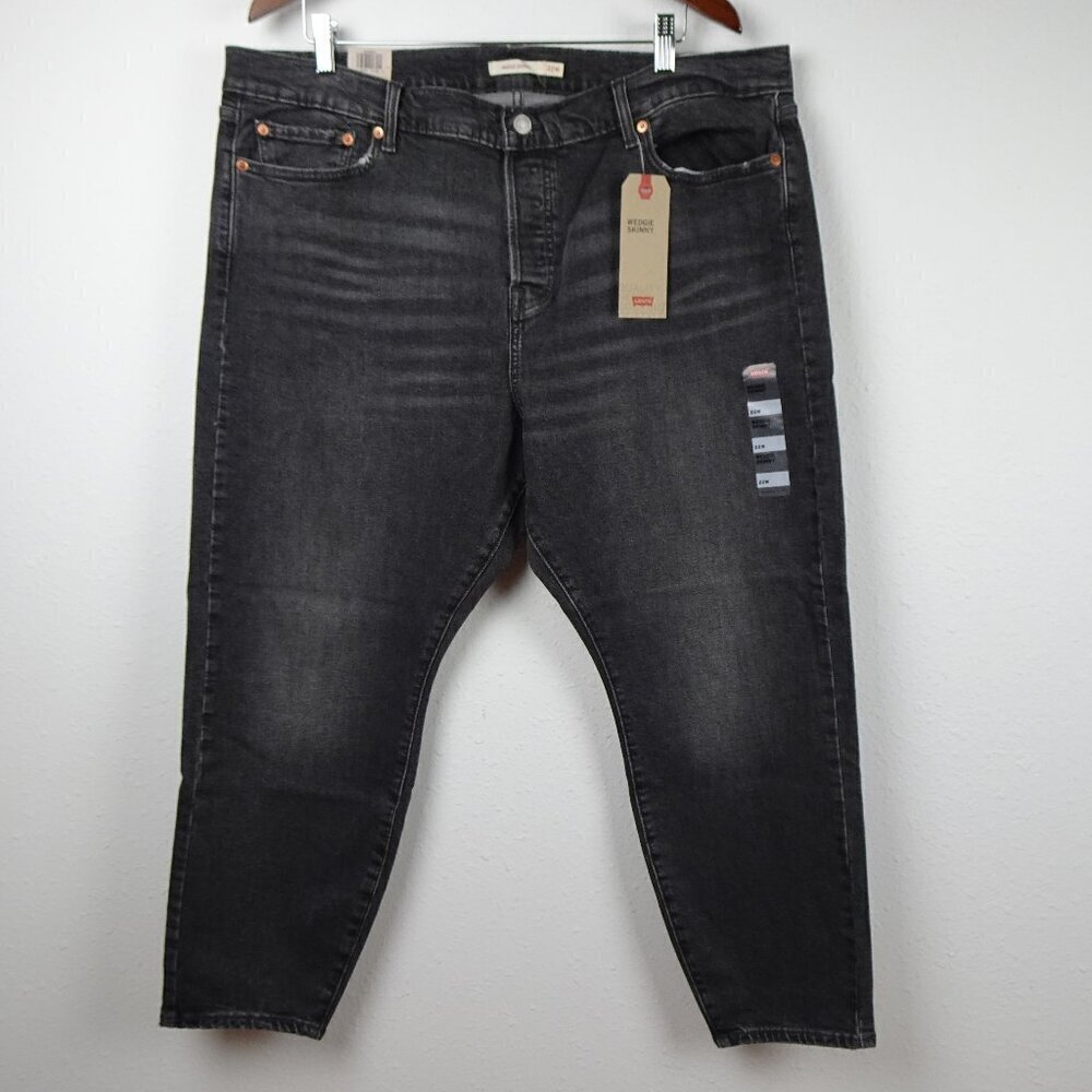 Levi's Wedgie Skinny Jeans Women's Plus Size 22W Black Denim Button Fly